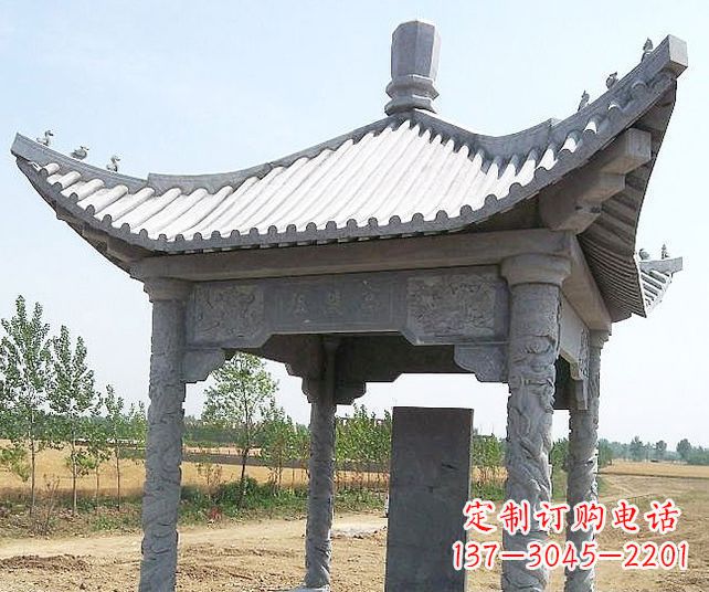 漯河园林景观单层石雕凉亭 (4)