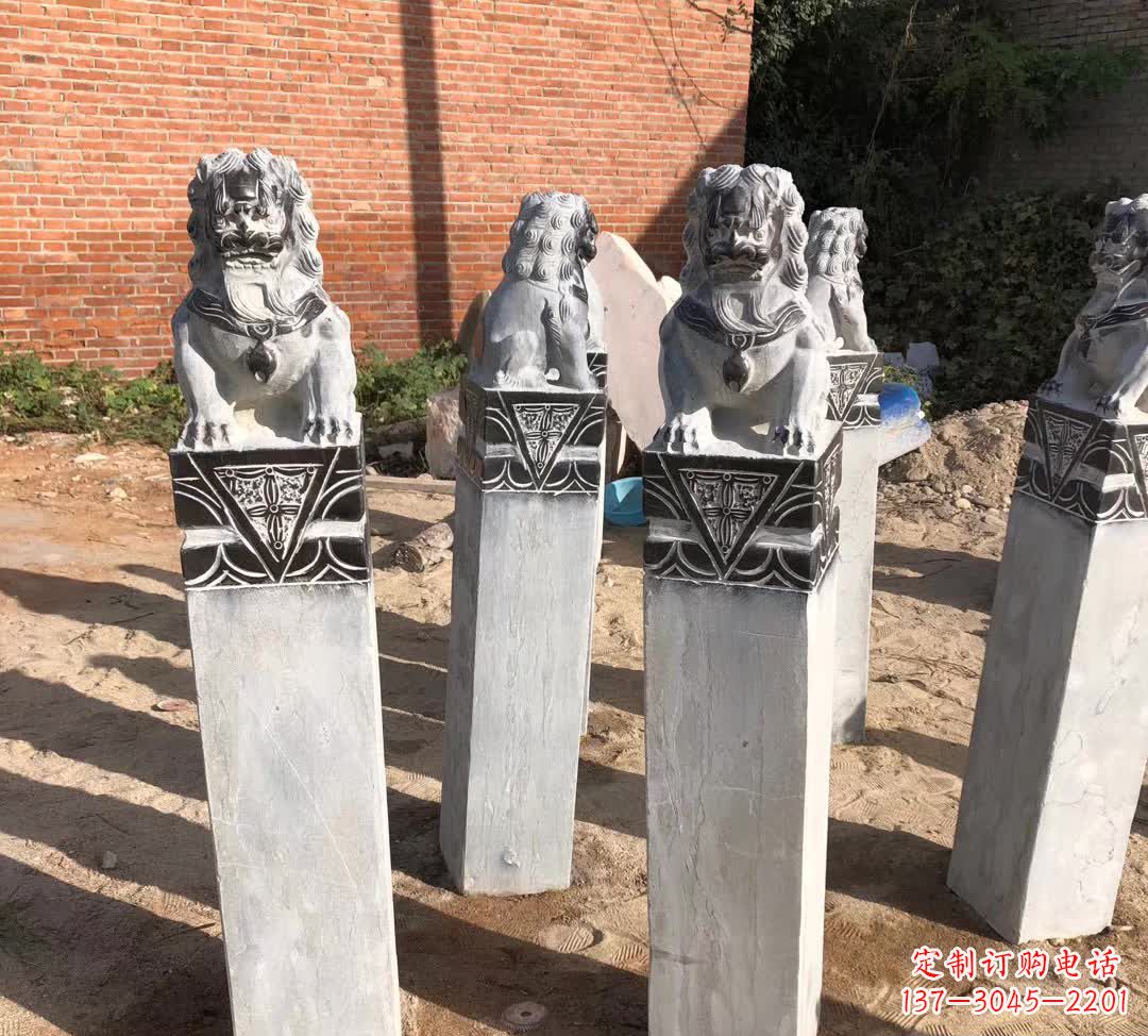 漯河园林石雕狮子拴马桩