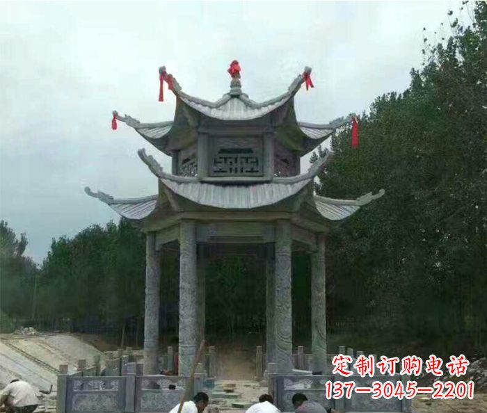 漯河园林双层凉亭石雕 (3)