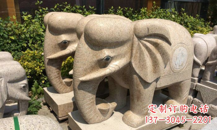 漯河招财进宝砂岩大象石雕