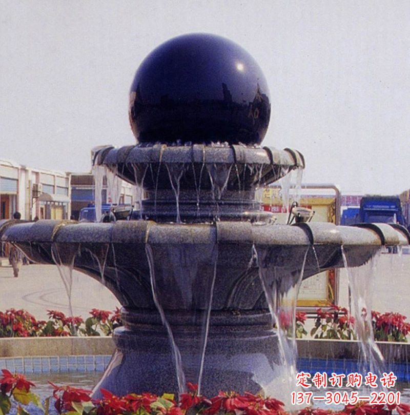 漯河中国黑双层风水球喷泉石雕