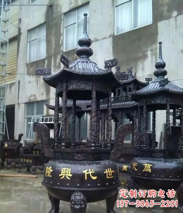 漯河铸铜寺庙香炉铜雕 (3)