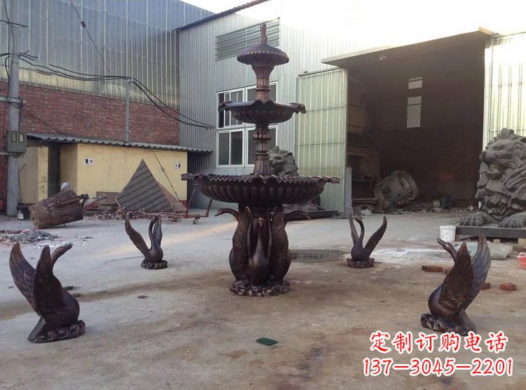 漯河铸铜天鹅喷泉雕塑