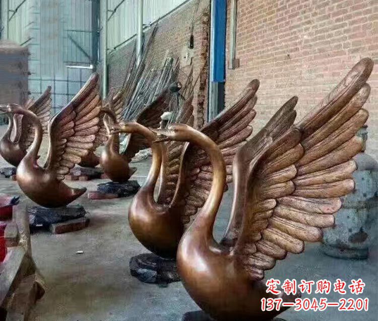 漯河铸铜天鹅喷水动物喷泉雕塑