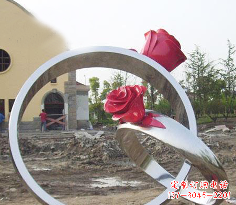 漯河广场景观不锈钢戒指雕塑